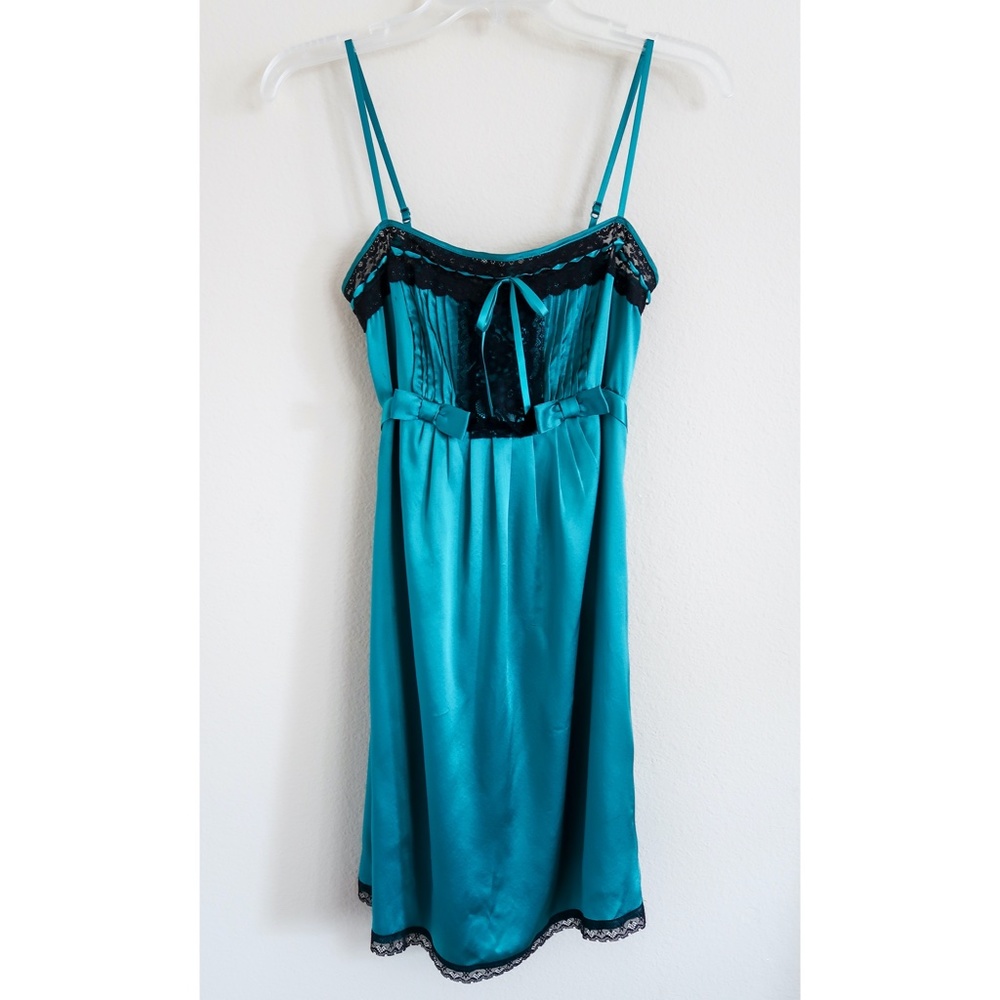 Betsey Johnson 100% Silk Green Slip Dress 2